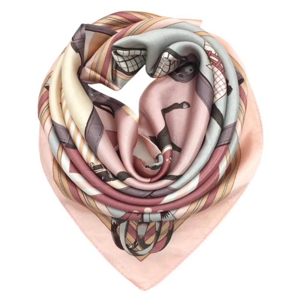 Equestrian Print Silk-Feel Head Scarf 35X35 - Picture 7 of 7